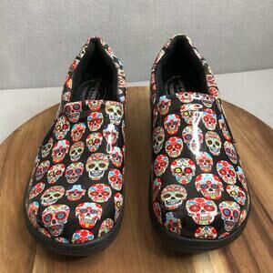 Easy Works by Easy Street Women's‎ Size 9.5 M Skull Leather Patent Black 20-0201